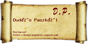 Dudás Paszkál névjegykártya